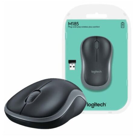 Logitech M185 Wireless Mouse, 2.4GHz with USB Mini Receiver, 12-Month Battery Life, 1000 DPI Optical Tracking, Ambidextrous PC/Mac/Laptop - Swift Gray